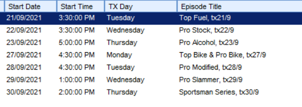 Fox Sports - Gulf Western Oil Winternationals Air Dates